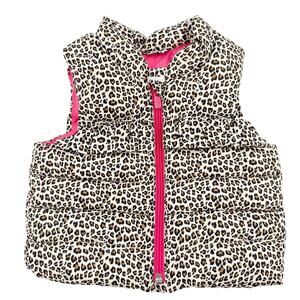 baby GAP hot pink & leopard print Puffer Vest girls 6 - 12 months cold weather